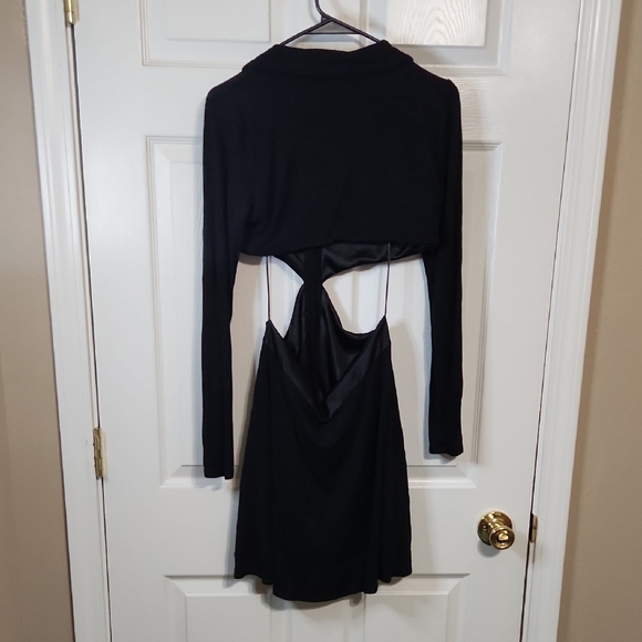 Princess Polly Black Ribbed Sheath Dress with Notched Collar - Picture 3 of 8